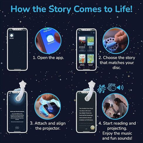 Moonlite Storytime Storytime Reels، مجموعتان من القصص، سيارات وحفار، قصص رقمية لجهاز العرض، هدايا التعلم المبكر للأطفال الصغار من عمر سنة فما فوق in Kuwait