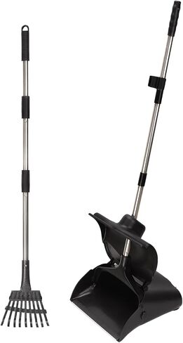 Dog Pooper Scooper for Large Dogs with 36.6" Long Handle,Metal Poop Scooper for Dogs-10.5" Width Stainless Steel Tray and Rake Set,Sturdy Dog Poop Scooper for Yard in Saudi Arabia