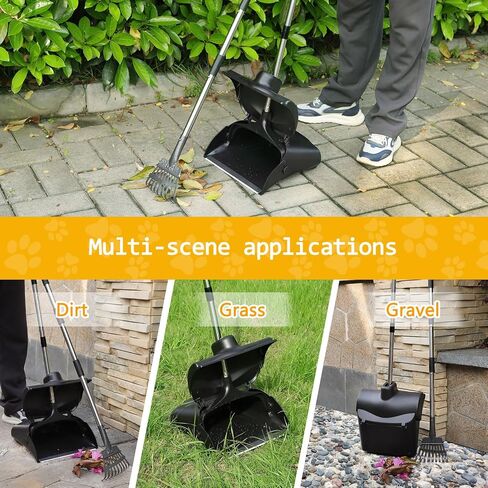 Dog Pooper Scooper for Large Dogs with 36.6" Long Handle,Metal Poop Scooper for Dogs-10.5" Width Stainless Steel Tray and Rake Set,Sturdy Dog Poop Scooper for Yard in Saudi Arabia