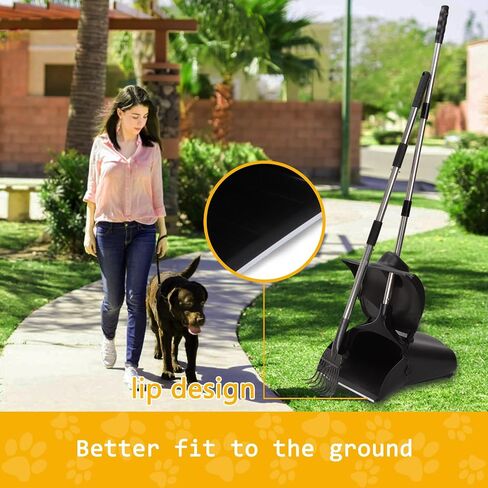 Dog Pooper Scooper for Large Dogs with 36.6" Long Handle,Metal Poop Scooper for Dogs-10.5" Width Stainless Steel Tray and Rake Set,Sturdy Dog Poop Scooper for Yard in Saudi Arabia