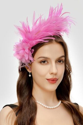 BABEYOND Fascinator Hats for Women Feather Headband Kentucky Headpiece Gatsby Derby Hat for Cocktail Wedding Tea Party in Saudi Arabia