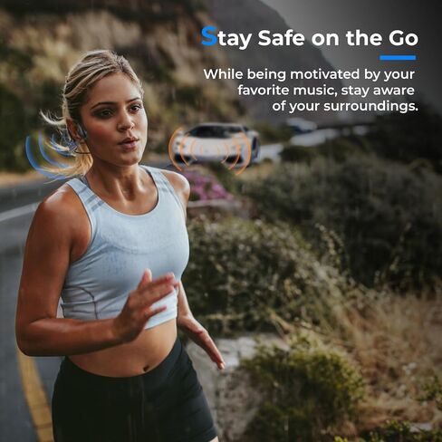 Bone Conduction Headphones Bluetooth 5.3 Open Ear Headphones with Microphones Wireless Workouts Headset Waterproof Lightweight, 8Hrs Playtime for Running, Cycling, Gym, Black in Saudi Arabia