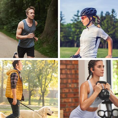 Bone Conduction Headphones Bluetooth 5.3 Open Ear Headphones with Microphones Wireless Workouts Headset Waterproof Lightweight, 8Hrs Playtime for Running, Cycling, Gym, Black in Saudi Arabia
