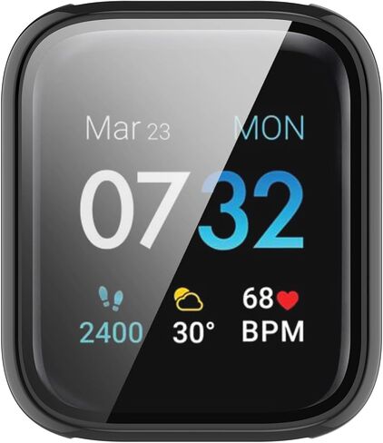 غطاء حماية كامل للساعة من MOTONG PC وواقي شاشة من الزجاج المقسى متوافق مع iTouch Air 3 44 مم (أسود PC) in Saudi Arabia