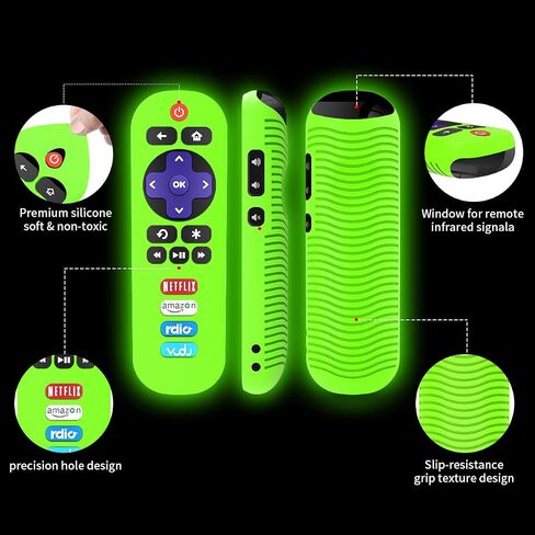 [2 Pack] Remote Case for TCL Roku RC280 Remote, Alquar Lightweight Anti Slip Shockproof Silicone Protective Case Cover Compatible with TCL Roku RC280 Remote - with Lanyard (Glow Green+Glow Blue) in Saudi Arabia