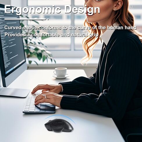 Ergonomic Wireless Mouse Bluetooth & 2.4GHz Dual-Mode Vertical Mouse Rechargeable Silent Ergo Mouse with USB Receiver 3 Adjustable DPI Portable Optical Mouse for Laptop PC Computer Desktop (Black) in Saudi Arabia