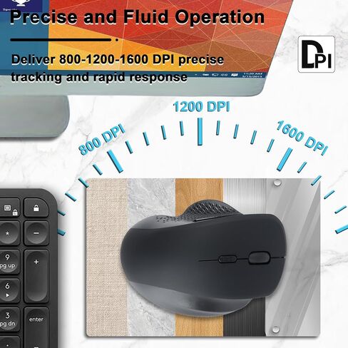 Ergonomic Wireless Mouse Bluetooth & 2.4GHz Dual-Mode Vertical Mouse Rechargeable Silent Ergo Mouse with USB Receiver 3 Adjustable DPI Portable Optical Mouse for Laptop PC Computer Desktop (Black) in Saudi Arabia
