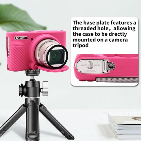 حافظة كاميرا SX740، غطاء حماية من السيليكون لكاميرا SX740 مع غطاء عدسة قابل للإزالة، جلد ناعم مضاد للخدش لكاميرا Canon PowerShot SX740/SX730 HS الرقمية، وردي in Kuwait