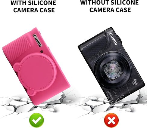 حافظة كاميرا SX740، غطاء حماية من السيليكون لكاميرا SX740 مع غطاء عدسة قابل للإزالة، جلد ناعم مضاد للخدش لكاميرا Canon PowerShot SX740/SX730 HS الرقمية، وردي in Kuwait