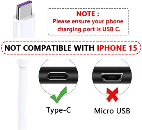 كابل شاحن USB A إلى USB C بطول 6 أقدام لجهاز iPad Pro 12.9 لهاتف Samsung Galaxy S20/S10/S9/S8 Plus كابل USB إلى USB C، شاحن Note 20/10/9/8 من النوع C، Moto G7/G8 Google سلك بكسل 5/4/3 طويل من النوع C in Saudi Arabia