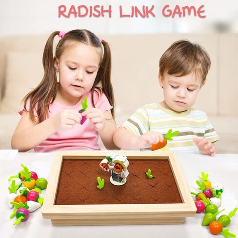Montessori Toys for 3 4 5 Year Old Boys Girls, Educational Carrot Harvest Memory Game Gifts for Kids 3-6, Wood Preschool Learning Fine Motor Skills Game (Farm Theme) in Kuwait