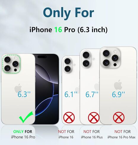 FNTCASE for iPhone 16 Pro Case: Military Grade Drop Proof Protection Mobile Cover with Kickstand | Matte Textured Rugged Shockproof TPU | Protective Sturdy Phone Case - 6.3 inch Black in Saudi Arabia