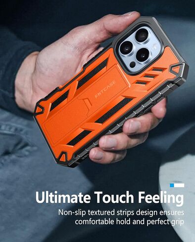 FNTCASE for iPhone 16 Pro Case: Military Grade Drop Proof Protection Mobile Cover with Kickstand | Matte Textured Rugged Shockproof TPU | Protective Sturdy Phone Case - 6.3 inch Black in Saudi Arabia