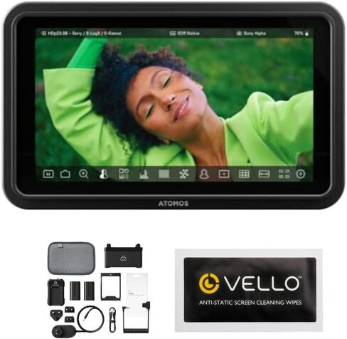 حزمة Atomos Shinobi II مع مجموعة ملحقات Atomos 5 بوصات لشاشات Shinobi وNinja المختارة (الإصدار الثاني)، مناديل تنظيف الشاشة المضادة للكهرباء الساكنة (5 عبوات) in Kuwait