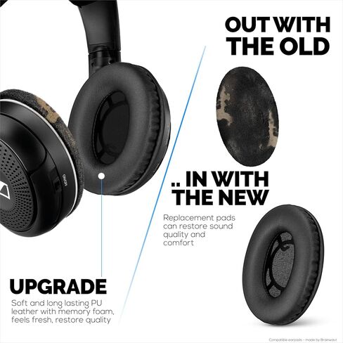وسائد أذن بديلة لسماعات SENNHEISER RS120، RS110، RS115، RS117، RS119 - جلد PU ناعم ووسادة أذن إسفنجية - HDR 120، HDR100، HDR110، HDR117، HDR119، من Brainwavz in Saudi Arabia