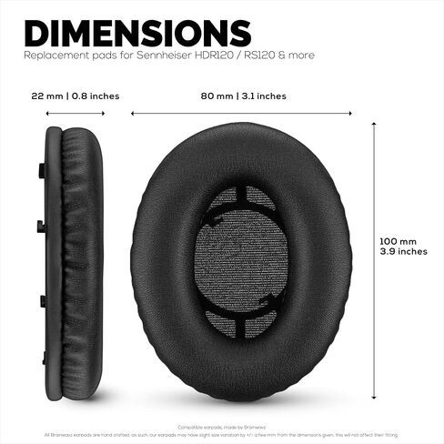 وسائد أذن بديلة لسماعات SENNHEISER RS120، RS110، RS115، RS117، RS119 - جلد PU ناعم ووسادة أذن إسفنجية - HDR 120، HDR100، HDR110، HDR117، HDR119، من Brainwavz in Saudi Arabia