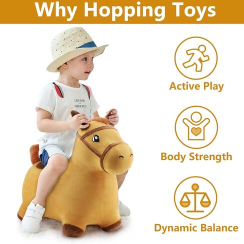 iPlay, iLearn Bouncy Pals Pink Fox Hopping Horse, Toddler Girls Inflatable Bouncing Animal Hopper, Kids Outdoor Jump Toy, Indoor Plush Ride on Bouncer, Birthday Gifts for 18 24 Months 2 3 4 5 Year Old in Saudi Arabia