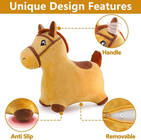 iPlay, iLearn Bouncy Pals Pink Fox Hopping Horse, Toddler Girls Inflatable Bouncing Animal Hopper, Kids Outdoor Jump Toy, Indoor Plush Ride on Bouncer, Birthday Gifts for 18 24 Months 2 3 4 5 Year Old in Saudi Arabia