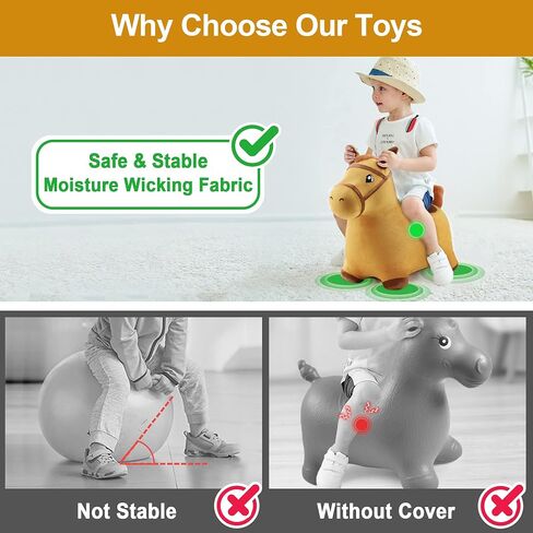 iPlay, iLearn Bouncy Pals Pink Fox Hopping Horse, Toddler Girls Inflatable Bouncing Animal Hopper, Kids Outdoor Jump Toy, Indoor Plush Ride on Bouncer, Birthday Gifts for 18 24 Months 2 3 4 5 Year Old in Saudi Arabia
