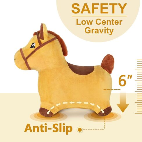 iPlay, iLearn Bouncy Pals Pink Fox Hopping Horse, Toddler Girls Inflatable Bouncing Animal Hopper, Kids Outdoor Jump Toy, Indoor Plush Ride on Bouncer, Birthday Gifts for 18 24 Months 2 3 4 5 Year Old in Saudi Arabia