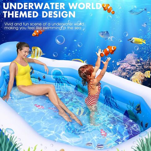 Inflatable Pool with Canopy, 2024 Large Inflatable Swimming Pool for Kids,Adult, Blow Up Pool With Seats,Backrest.Durable Thickened 125"x 75"x 25" Inflatable Family Pool for Backyard,Outdoor in Saudi Arabia
