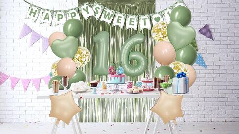 13th Birthday Decorations for Girls Boys, Sage Green Official Teenager Banner 13th Birthday Cake Topper Party Decorations Green Balloons Kit, 13 Years Old Birthday Party Supplies for Teenager and Kids in Saudi Arabia