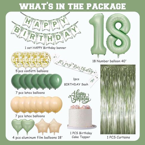 13th Birthday Decorations for Girls Boys, Sage Green Official Teenager Banner 13th Birthday Cake Topper Party Decorations Green Balloons Kit, 13 Years Old Birthday Party Supplies for Teenager and Kids in Saudi Arabia