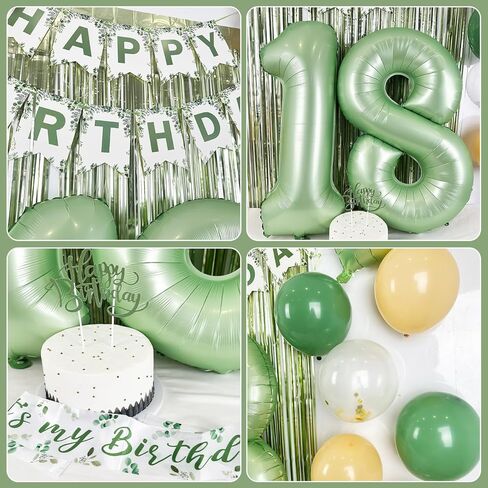 13th Birthday Decorations for Girls Boys, Sage Green Official Teenager Banner 13th Birthday Cake Topper Party Decorations Green Balloons Kit, 13 Years Old Birthday Party Supplies for Teenager and Kids in Saudi Arabia