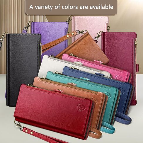 XcaseBar for Google Pixel 8A Wallet case with Zipper Credit Card Holder【RFID Blocking】, Flip Folio Book PU Leather Phone case Shockproof Cover Women Men for Pixel 8A case Wine Red in Saudi Arabia
