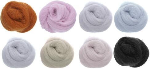 uxcell Needle Felting Wool, 2.82oz Natural Fibre Wool Roving Yarn Wool Felting Supplies for Needle Felting Yarns DIY Handcrafts, 8 Colors, 10g/Pack in Saudi Arabia