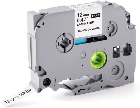 شريط استبدال P Touch متوافق مع شريط Brother TZ TZe TZe-231 TZe231، شريط لاصق أبيض مصفح 12 مم 0.47 بوصة يعمل مع Brother PT-D220 PT-D210 PTH110 PT-D410 PT-1880، أسود على أبيض - عبوة واحدة in Kuwait