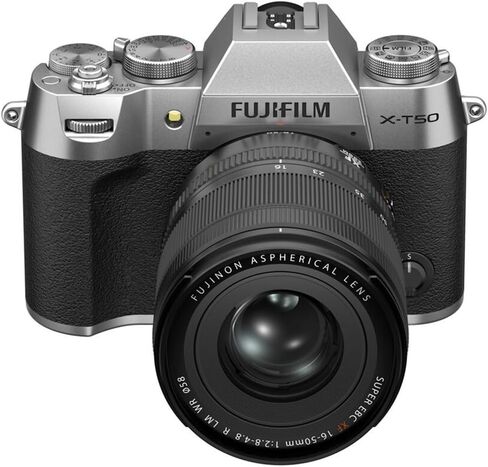 Fujifilm X-T50 Mirrorless Camera with XF 16-50mm f/2.8-4.8 R LM WR Lens, Silver, Bundle with Li-Ion Battery, 64GB SDXC Memory Card and 58mm Filter Kit in Saudi Arabia