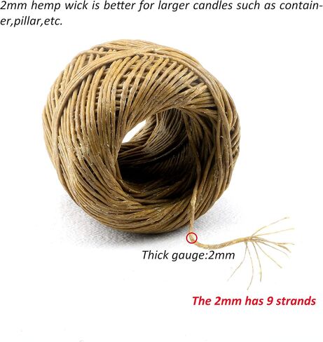 MILIVIXAY Hemp Wick with Natural Beeswax Coating, Edible Grade Beeswax, 200 FT Spool, Standard Size (1.0mm),Unbleached, Un-Dyed and 100% Organic. in Kuwait