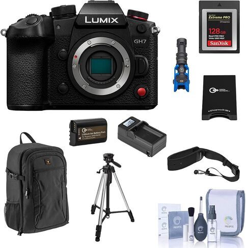 كاميرا باناسونيك لوميكس GH7 بدون مرآة مع مجموعة أدوات أساسية للعدسة Lumix G Leica DG Vario-Elmarit 12-60 مم f/2.8-4.0 (بدون عدسة، قيمة متضمنة) (القيمة المتضمنة) (مجموعة أساسية) in Saudi Arabia