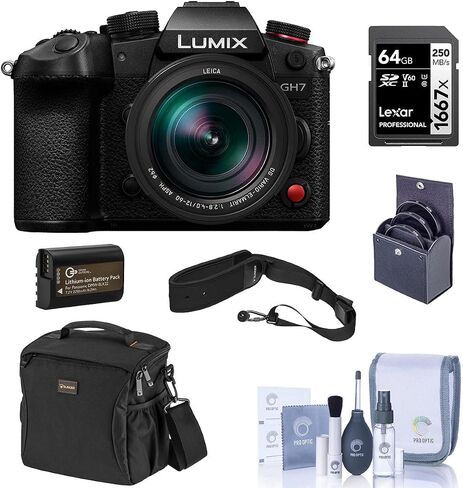 كاميرا باناسونيك لوميكس GH7 بدون مرآة مع مجموعة أدوات عدسة Lumix G Leica DG Vario-Elmarit 12-60 مم f/2.8-4.0 (12-60 مم، القيمة المتضمنة) (القيمة المتضمنة) in Saudi Arabia