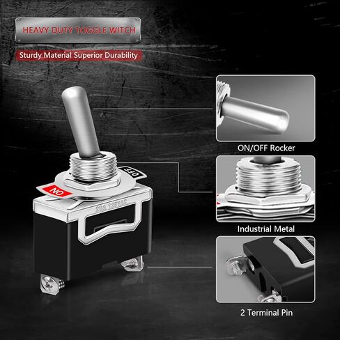 6 حزمة تبديل التبديل، 3 دبوس تبديل التبديل 12V DC 30A / 250V AC 15A، SPDT الثقيلة على إيقاف تشغيل التبديل، مفتاح تبديل مقاوم للماء البحري مع غطاء غطاء التمهيد، للسيارات والشاحنات وسيارات السباق والقوارب in Kuwait