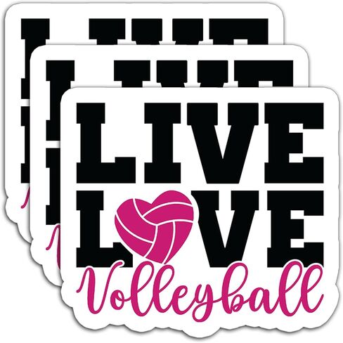 (3Pcs) Love Volleyball Sticker Volleyball Lover Decals for Books Laptops Phones Tumblers Water Bottles Waterproof Vinyl Decal, Volleyball Gifts for Boys, Team, Men, Women, Size 3 x 2.5 Inch in Kuwait