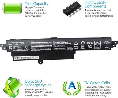 بطارية كمبيوتر محمول بديلة 33Wh لأجهزة ASUS VivoBook 11.6 بوصة X200CA X200M X200MA F200CA F200MA 200CA-CT161H A31N1302 1566-6868 0B110-00240100E in Kuwait