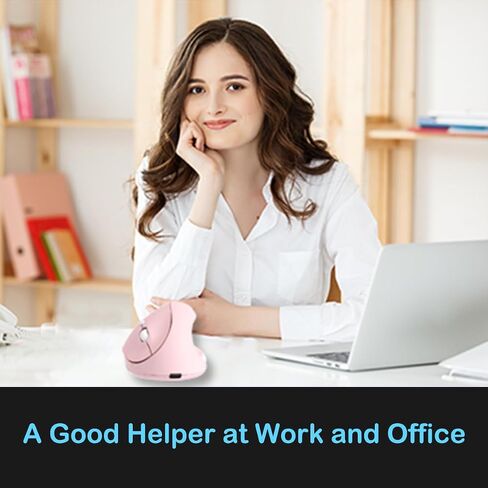 2.4G Vertical Wireless Mouse with USB Receiver, Ergonomic Vertical Design, Rechargeable Silent Portable Vertical Mice for laptop, Pc, Computer, Desktop, Notebook etc(Pink) in Saudi Arabia