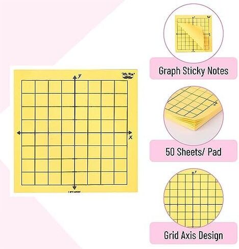 Mr. Pen- Graph Paper Sticky Notes, 6 Pads, 3x3 Inch, Graph Sticky Notes, Math Graph Paper, Graphing Sticky Notes, Grid Sticky Notes, Grid Notepad, Mini Graph Paper in Kuwait