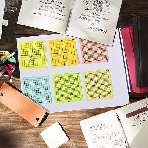 Mr. Pen- Graph Paper Sticky Notes, 6 Pads, 3x3 Inch, Graph Sticky Notes, Math Graph Paper, Graphing Sticky Notes, Grid Sticky Notes, Grid Notepad, Mini Graph Paper in Kuwait