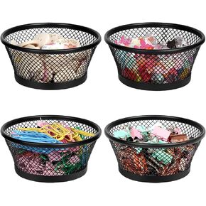 Paper Clip Holder for Desk, Paper Clip Holders, Mesh Paperclip Holders Metal Paper Clip Dispenser Organizer for Desk Binder Clip Holder Container for Home Office School, Black 4 Pack