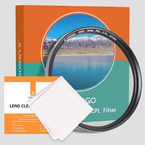 55MM Circular Polarizer Filter Ultra-Slim Multi-Coated Optical Glass Eliminate Reflections and Enhance Image with Cleaning Cloth (55MM)