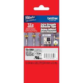 Brother 1" (24mm) Black Print on Matte Silver Extra Strength Adhesive P-Touch Tape for Brother PT-2730, PT2730 Label Maker