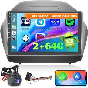 [2+64G] Ohradio Android 13 Car Stereo for Hyundai Tucson 2010-2015, 10.1'' Touch Screen Car Radio with Wireless CarPlay Android Auto GPS Mirror Link WiFi Backup Camera Bluetooth DSP