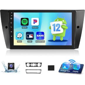 Leadfan Android Car Stereo for BMW 3 Series 328i 335i 325i (E90/E92/E93) 2005-2011 with Wireless CarPlay Android Auto 9'' Touch Screen in-Dash GPS Navigation Bluetooth WiFi Unit+Backup Camera+CanBus