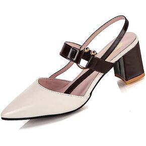 EFTCAL Women's Pointed Toe Closed Toe Chunky Heels Pumps,Comfortable Strap Slingback Party Dress Shoes