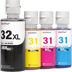 32XL Black Ink Bottle 31 Ink Bottle Set Compatible Replacement for HP Smart Tank Printer 6001 7602 7301 5100 5101 5000 5102 757 7601 755 7601 6002 7302 Ink Refill, Smart Tank Plus 651 551 Ink Refill