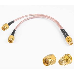 SMA Splitter Cable SMA Female to SMA Dual Male Connector Coaxial Cable 3 Way Splitter V-Type RG316 6"/15CM for 2G 3G 4G LTE Antenna Router Gateway Modem MiFi Mobile Hotspot