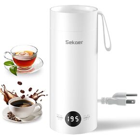 Sekaer Travel Portable Electric Kettle, Small Mini Tea Hot Water Boiler, 450mL & 500W, with 6 Variable Presets and 304 Stainless Steel, SKE-845W
